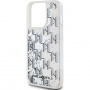 Karl Lagerfeld Gradalne etui z monogramem Liquid Glitter do iPhone'a 14 Pro Max - srebrne