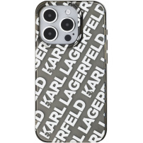 Karl Lagerfeld Galwanizowana nakładka z powtarzalnym logo IML do iPhone'a 15 Pro Max - srebrna