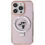 Karl Lagerfeld Podstawka Karl and Choupette Flip Cover oraz MagSafe do iPhone'a 15 Pro - Różowy