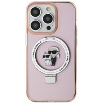 Karl Lagerfeld Podstawka Karl and Choupette Flip Cover oraz MagSafe do iPhone'a 15 Pro - Różowy