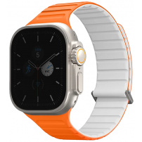 UNIQ Pasek dwustronny Revix Evo do Apple Zegarka Ultra 49mm / 46mm / 45mm / 44mm / 42mm - pomarańczowo-biały