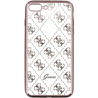 Guess 4G TPU pokrowiec do iPhone 7 Plus / 8 Plus - różowo-złoty