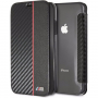 BMW Carbon Red Stripe Book pokrowiec do iPhone XR - czarny