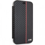 BMW Carbon Red Stripe Book pokrowiec do iPhone XR - czarny