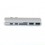 Koncentrator 7w1 USB-C - 2xUSB + czytnik kart SD / TF + 2x USB-C + HDMI dla MacBook - srebrny