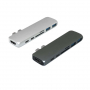 Koncentrator 7w1 USB-C - 2xUSB + czytnik kart SD / TF + 2x USB-C + HDMI dla MacBook - srebrny
