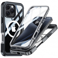 Odporne na wstrząsy etui ze szkłem hartowanym i MagSafe do iPhone'a 16 Pro Max - czarne