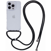 Przezroczyste etui ze smyczą do iPhone'a 16 Pro - czarne