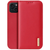 DUX DUCIS Skórzane etui z klapką Hivo do iPhone'a 15 - czerwone