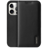 DUX DUCIS Skórzane etui z klapką Hivo do iPhone'a 15 Pro - czarne