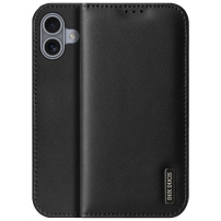 DUX DUCIS Skórzane etui z klapką Hivo do iPhone'a 16 Plus - czarne