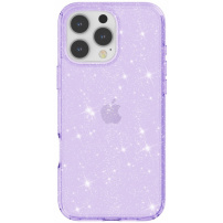 Przezroczyste etui z brokatem do iPhone'a 16 Pro - fioletowe