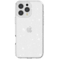 Przezroczyste etui z brokatem do iPhone'a 16 Pro Max - srebrne