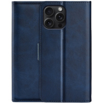 Etui z klapką ze skóry PU do iPhone'a 16 Pro - ciemnoniebieskie