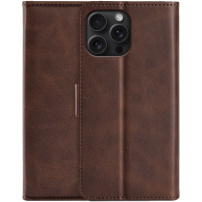 Etui z klapką ze skóry PU do iPhone'a 16 Pro - brązowe
