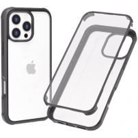 Etui zamykane z ramką i szkłem hartowanym do iPhone'a 16 Pro Max - kolor czarny