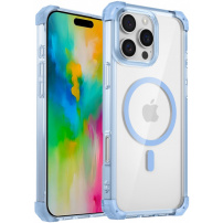 Przezroczysta obudowa z kolorową ramką i MagSafe do iPhone'a 16 Pro - niebieska