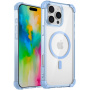 Przezroczysta obudowa z kolorową ramką i MagSafe do iPhone'a 16 Pro Max - niebieska