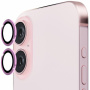 ENKAY Szkło hartowane z metalową ramką chroniącą obiektywy tylnej kamery dla iPhone'a 16 / 16 Plus - różowe