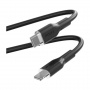 PURO Miękki kabel do ładowania i transmisji danych USB-C / Lightning do iPhone'a / iPada / iPoda / AirPods - 1,5 m - czarny