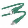 PURO Miękki kabel do ładowania i transmisji danych USB-C / Lightning do iPhone'a / iPada / iPoda / AirPods - 1,5 m - zielony