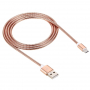 Kabel do synchronizacji i ładowania lightning z metalowym oplotem dla iPhone / iPad / iPod - różowo-złoty