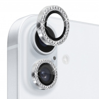 NORTHJO Tylne szkło hartowane na obiektyw aparatu z kryształkami do iPhone'a 16 / 16 Plus - srebrne