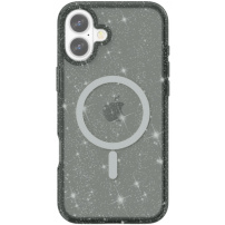 Przezroczyste etui z brokatem i MagSafe do iPhone'a 16 - szare