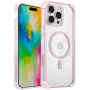 Przezroczyste etui z kolorową ramką i MagSafe do iPhone'a 16 Pro Max - różowe