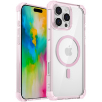 Przezroczyste etui z kolorową ramką i MagSafe do iPhone'a 16 Pro Max - różowe