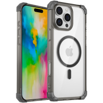 Przezroczysta obudowa z kolorową ramką i MagSafe do iPhone'a 16 Pro Max - szara