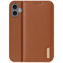 DUX DUCIS Skórzane etui z klapką Hivo do iPhone'a 16 Plus - brązowe
