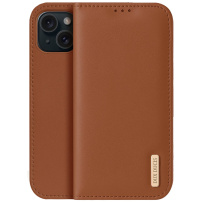 DUX DUCIS Skórzane etui z klapką Hivo do iPhone'a 15 - brązowe