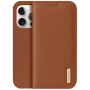 DUX DUCIS Skórzane etui z klapką Hivo do iPhone'a 15 Pro - brązowe