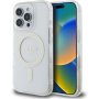 Guess Brokatowa osłona pierścieniowa IML z MagSafe do iPhone'a 16 Pro Max - przezroczysta