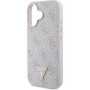 Guess Metalowe etui z logo 4G Strass Triangle do iPhone'a 16 - różowe