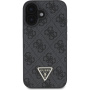 Guess Metalowe etui z logo i paskiem ze Strass Triangle 4G do iPhone'a 16 - szare