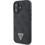Guess Metalowe etui z logo i paskiem ze Strass Triangle 4G do iPhone'a 16 - szare