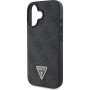 Guess Metalowe etui z logo i paskiem ze Strass Triangle 4G do iPhone'a 16 - szare