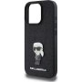 Karl Lagerfeld Naprawiono brokatowe etui Glitter Metal Ikonik do iPhone'a 16 Pro - czarne