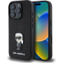 Karl Lagerfeld Naprawiono brokatowe etui Glitter Metal Ikonik do iPhone'a 16 Pro Max - czarne
