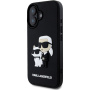 Karl Lagerfeld Gumowe etui 3D Karl i Choupette do iPhone'a 16 - czarne
