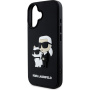 Karl Lagerfeld Gumowe etui 3D Karl i Choupette do iPhone'a 16 - czarne