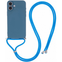 Ochronne etui ze smyczą do iPhone'a 16 - niebieskie