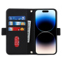 Portfelowe etui z klapką i paskiem do iPhone'a 15 Pro - czarne