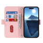 Portfelowe etui z klapką i paskiem do iPhone'a 16 - różowe