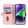 Portfelowe etui z klapką i paskiem do iPhone'a 15 - różowe