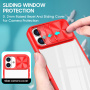 Etui z przesuwaną osłoną obiektywu aparatu do iPhone'a 16 Pro Max - czerwona
