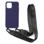 Matowe etui z regulowanym paskiem do iPhone'a 12 Pro Max - granatowe