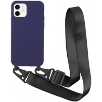 Matowe etui z regulowanym paskiem do iPhone'a 11 - granatowe